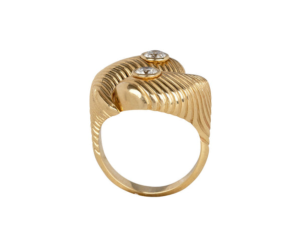Retrouvai Gold and Diamond Yin Yang Ring