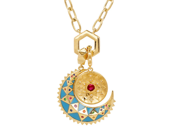 Mini Sun Pendant  14K Yellow Gold & Diamonds