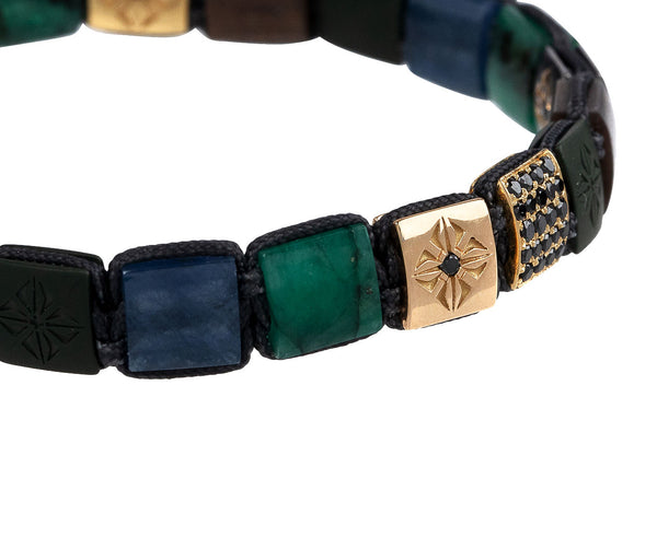 Emeralds and Black Diamonds Bracelet - Shamballa Jewels - Beaded