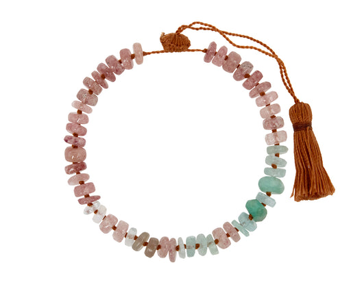 Lena Skadegard Aquamarine and Strawberry Quartz Beaded Bracelet