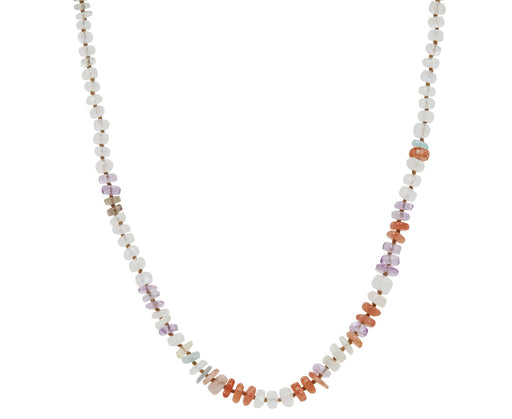 Lena Skadegard Rainbow Moonstone, Amethyst and Carnelian Beaded Necklace