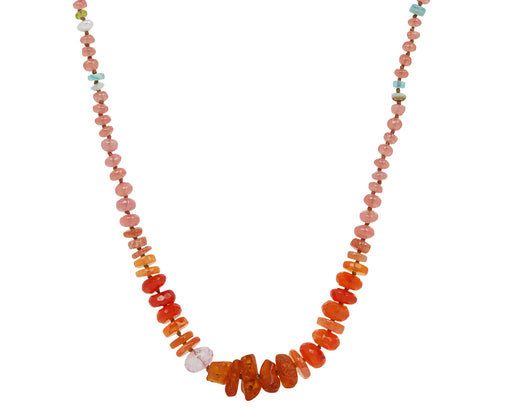 Lena Skadegard Rhodochrosite, Carnelian and Amber Beaded Necklace