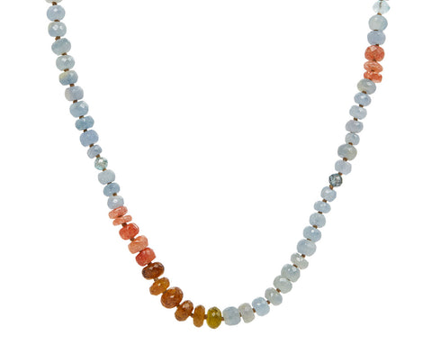 Lena Skadegard Sapphire, Aquamarine, Sunstone and Garnet Beaded Necklace