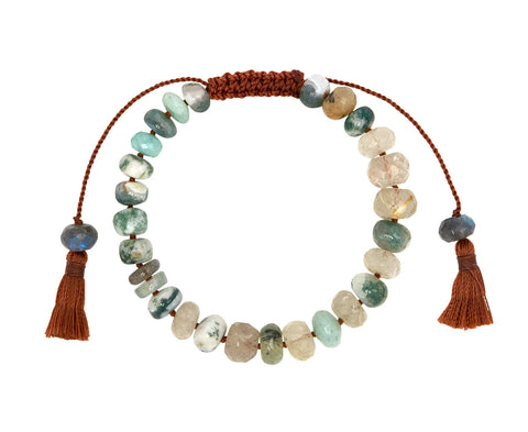 Lena Skadegard Rutilated Quartz, Labradorite and Tree Agate Beaded Bracelet