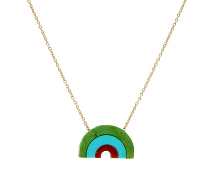 Aliita Turquoise and Coral Rainbow Pendant Necklace