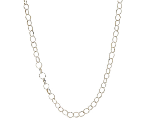 Long Organic Silver Chain Necklace