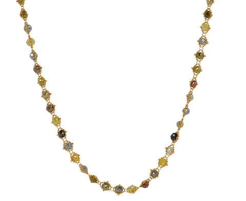 Mid-length Rustic Diamond Woven Necklace