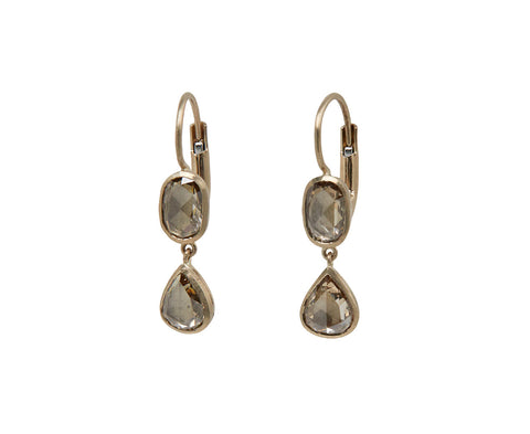 Champagne Diamond Gwyneth Double Drop Earrings