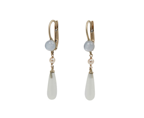 Moonstone and Pearl Mia Drop Earrings