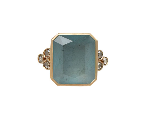 Aquamarine and Champagne Diamond Beauty Simple Ring