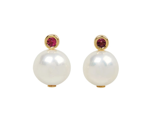 Pink Tourmaline and Pearl Mini Grotto Earrings