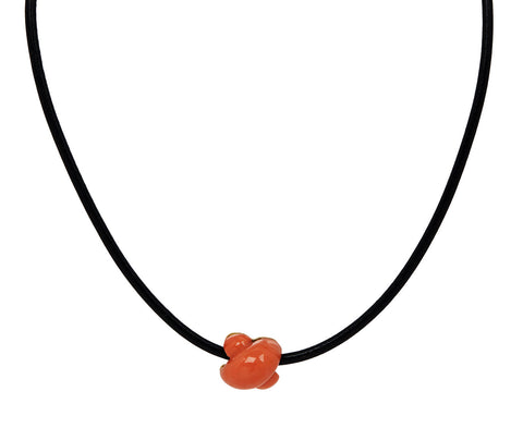 Vintage Coral Leather Cord Necklace