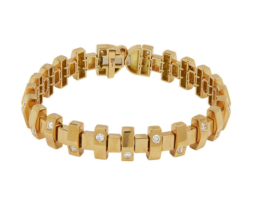 Narrow Gold and Diamond Hopscotch Bracelet