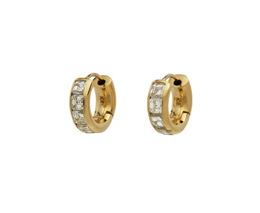 Asscher Cut Diamond Huggie Hoop Earrings