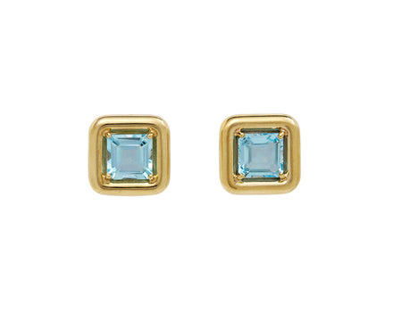 Bea Bongiasca Square Blue Topaz Stud Earrings