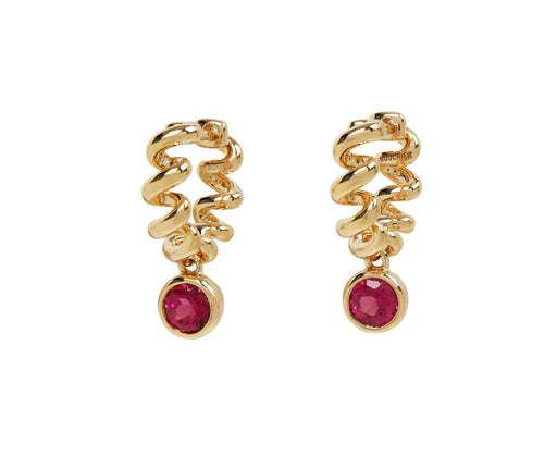 Rubellite Drop Slinkee Hoop Earrings