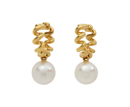 White Pearl Beaching Hoop Earrings