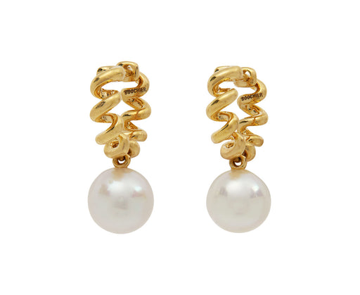 White Pearl Beaching Hoop Earrings