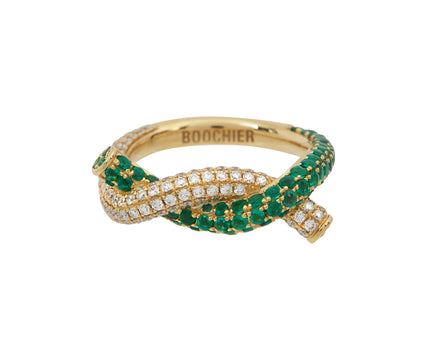 Emerald and Diamond Ties Ring