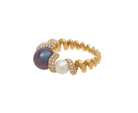 Pearl and Diamond Beaching Ring