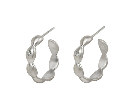 Branch Diamond Branch Scallop Hoop Earrings