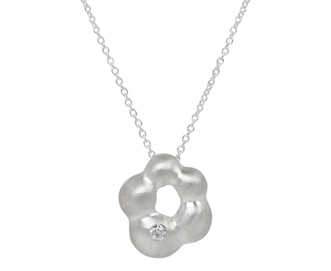 Branch Cinquefoil Silver and Diamond Pendant Necklace