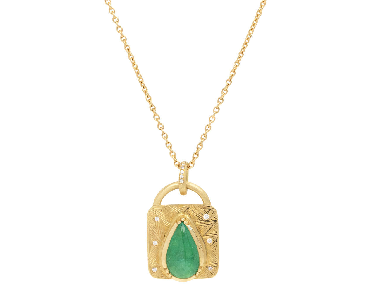 Brooke Gregson Emerald and Diamond Key Pendant Necklace