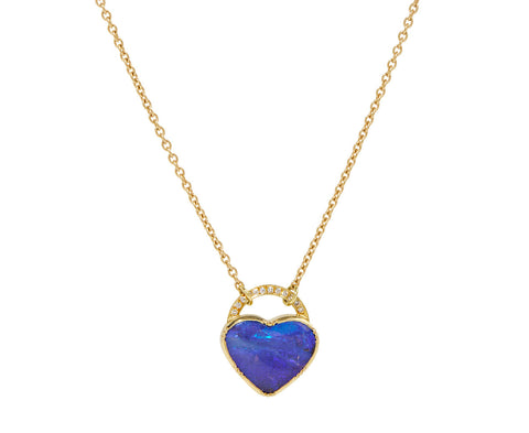 Opal Heart Lock Necklace