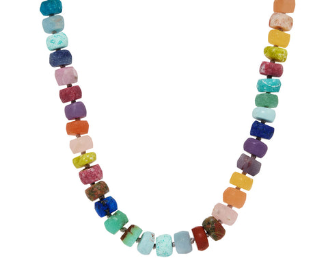 Rainbow Candy Gem Honed Bead Necklace