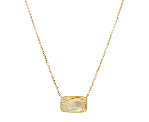 Moonstone Ellipse Halo Necklace