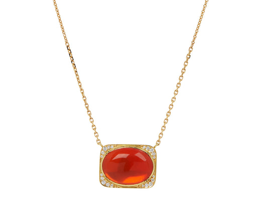 Fire Opal Shield Necklace