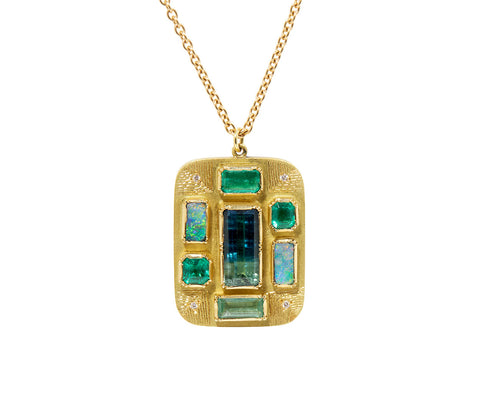 Tourmaline, Opal and Emerald Bauhaus Necklace