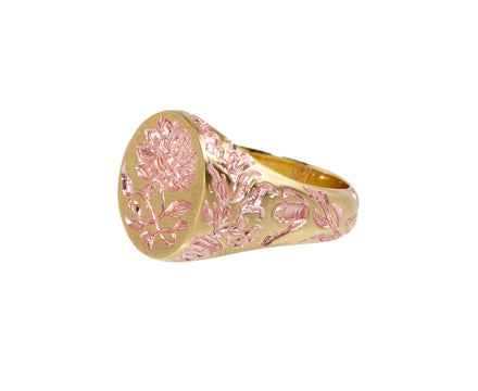 Pearly Pink Peony Signet Ring