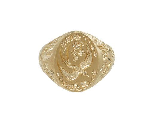 Gold Swallow Signet Ring