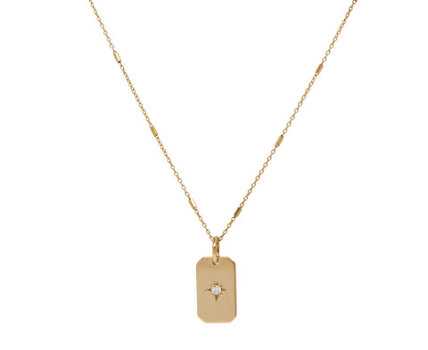 Zoe Chicco Dog Tag and Diamond Pendant Necklace