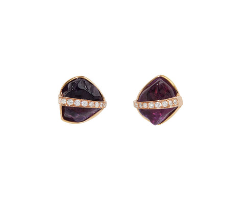 Rough Amethyst Sienna Elemental Stud Earrings