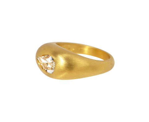 Pear Shaped Diamond Gem Signet Ring