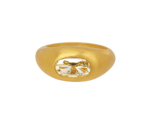 East West Oval Diamond Gem Signet Ring