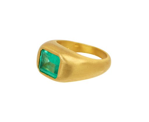 Mint Emerald Gem Signet Ring