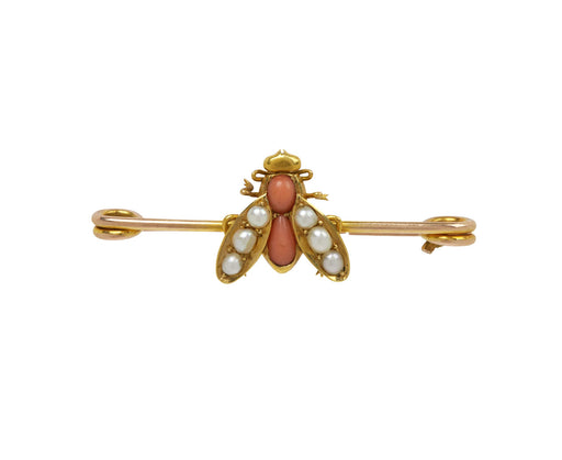 Coral and Pearl Fly Pin