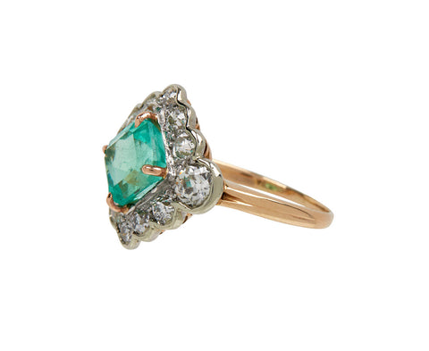 Emerald and Diamond Art Deco Ring