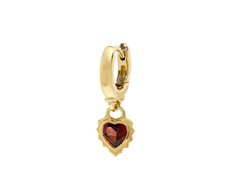 Garnet Heart Drop SINGLE Earring