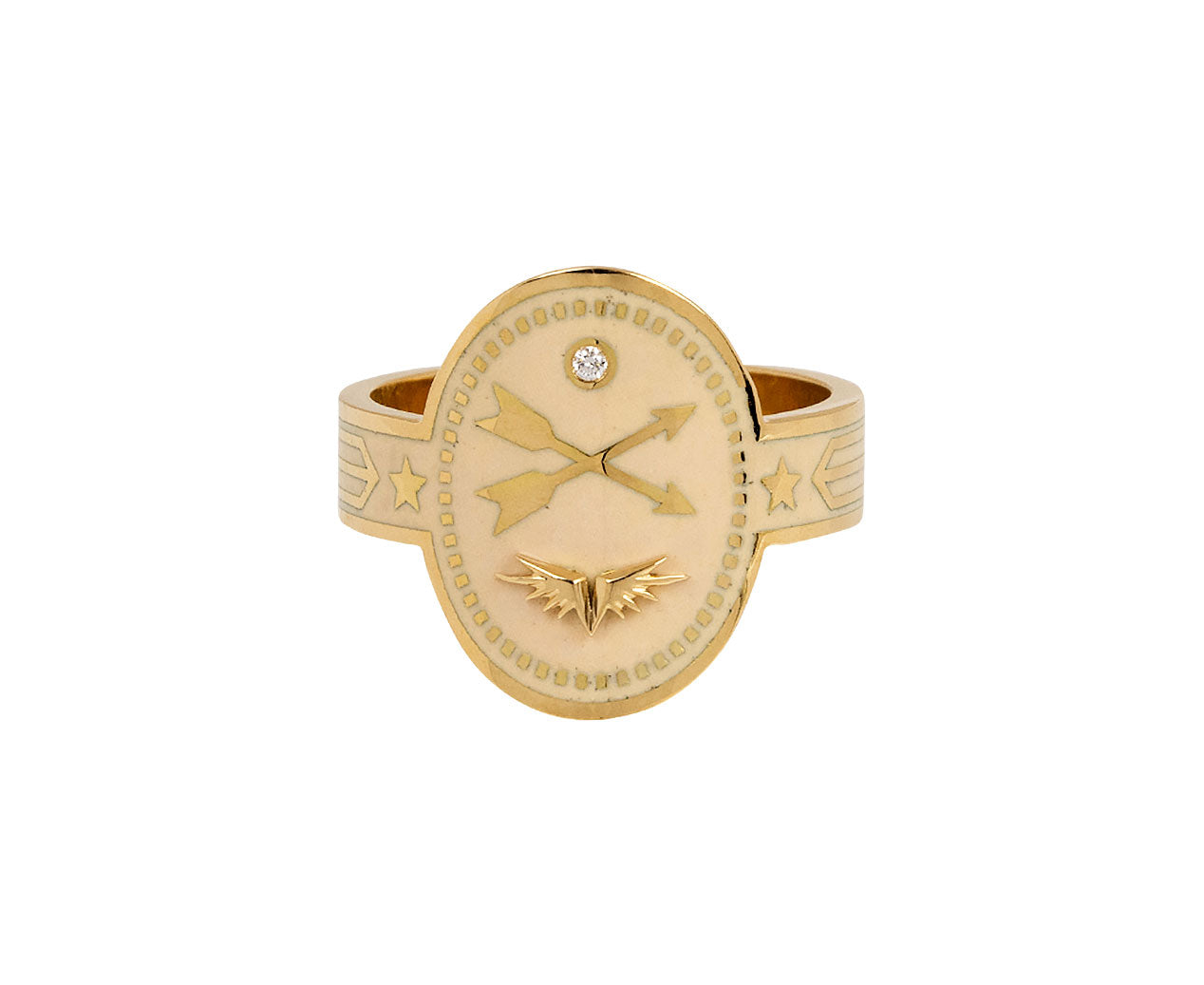 Foundrae Internal Compass Cream Cigar Band Ring