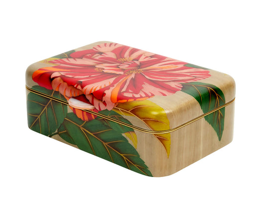 Red Peony Marquetry Box