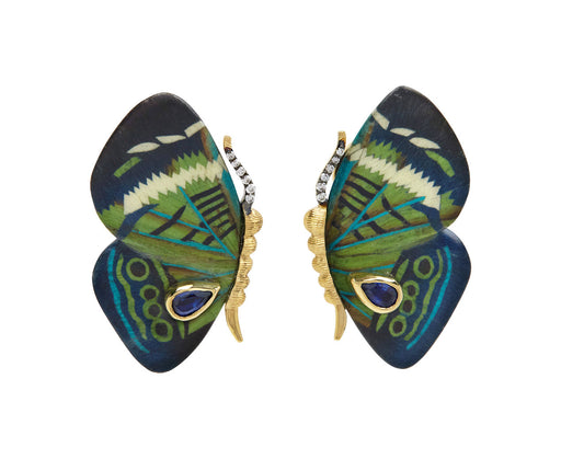 Marquetry Butterfly with Kyanite and Diamond Earrings