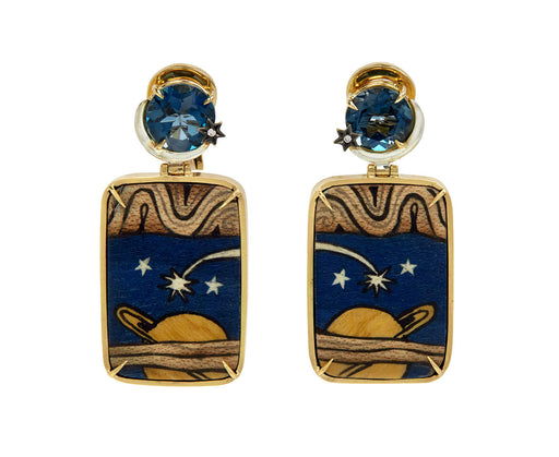 London Blue Topaz Lactea Marquetry Earrings