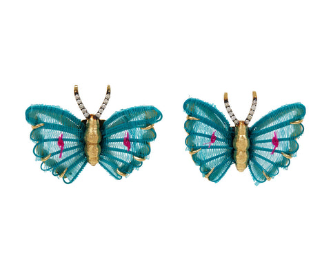 Blue Horse Mane Butterfly Earrings