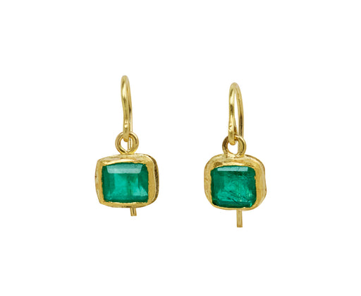 Lovely Squarish Colombian Emerald Drop Earrings