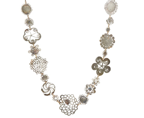 Silver Full Flowery Necklace