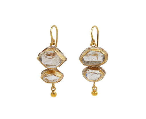 Double Herkimer Diamond Drop Earrings